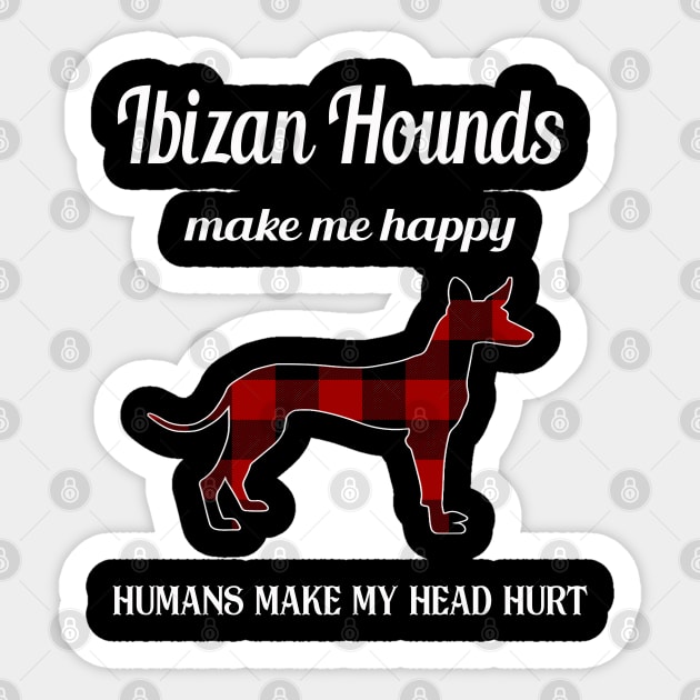 Ibizan Hounds Dog Mom Dad Red Tartan Checkered Gift Sticker by familycuteycom